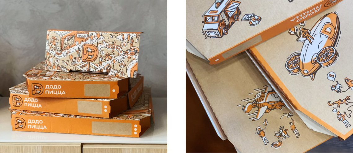 Дизайн фирменной коробки «Додо Пицца»