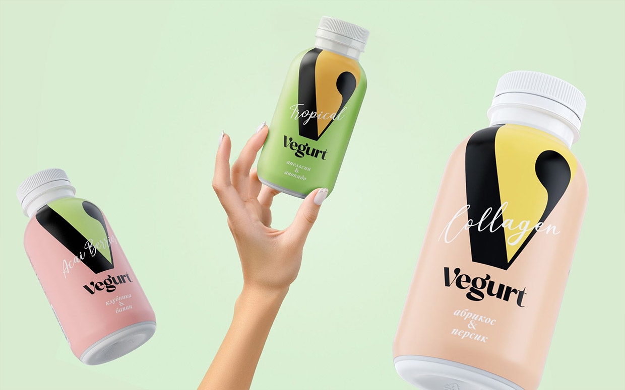Дизайн упаковки йогуртов Vegurt